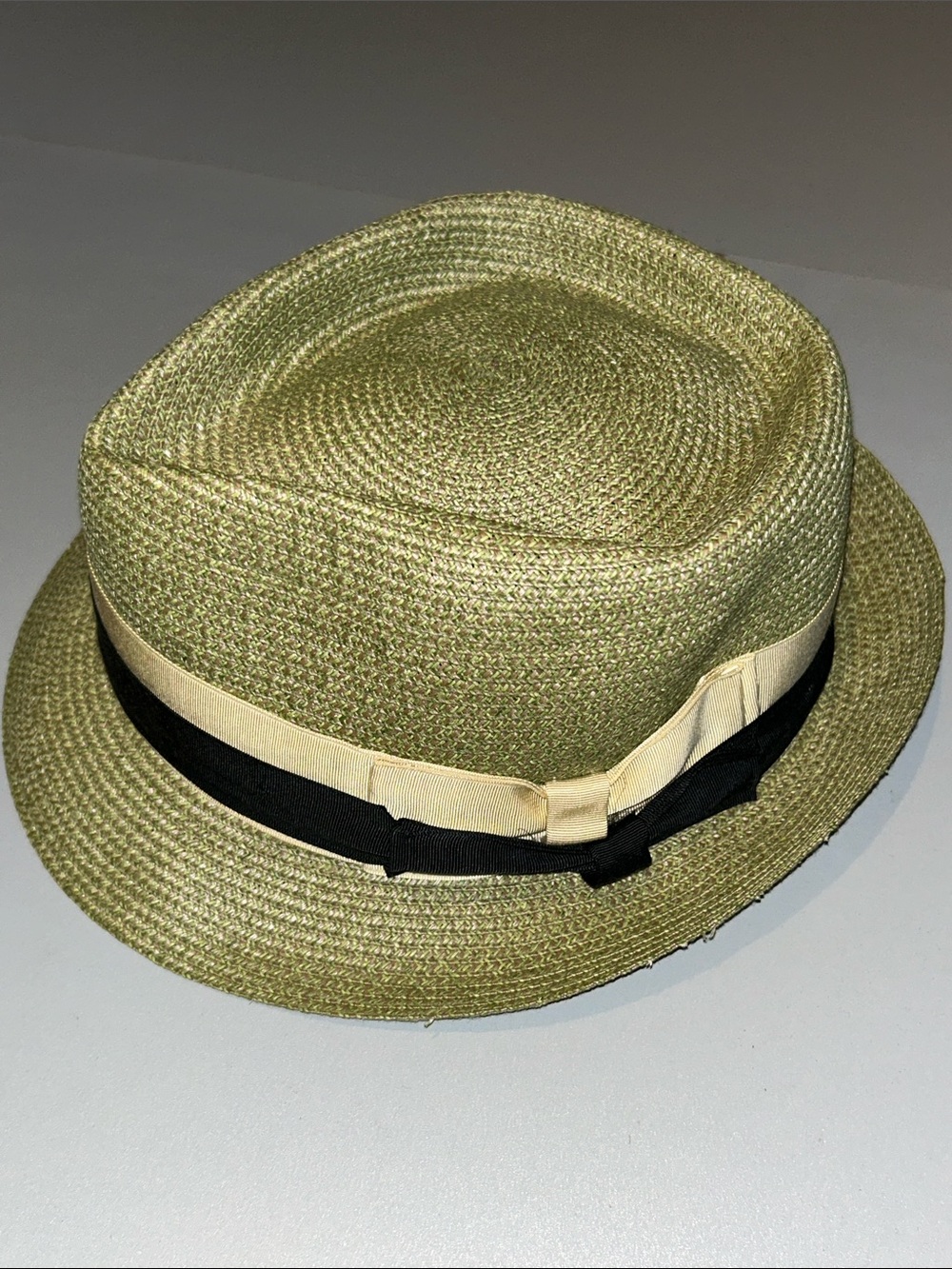 Vintage Biltmore Straw Fedora Hat 7 3/8 59 Striped Band Salmagundi Boston USA